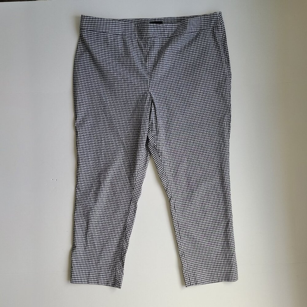 Talbots Pants 16P Petite Chatham Ankle B&W Gingham Preppy Coastal Spring Cotton